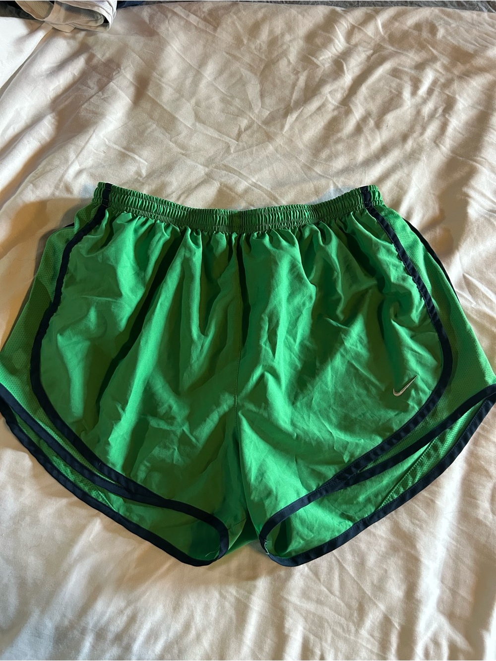 Nike Women's Bright Green Athletic Shorts with Dark Trim
